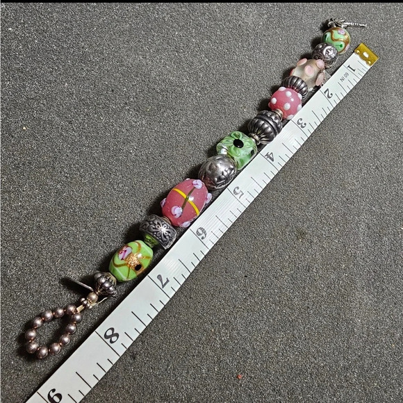 lilly pulitzer Sterling 925 Murano Glass Beaded Charm Toggle Clasp Bracelet 8" - Picture 6 of 6